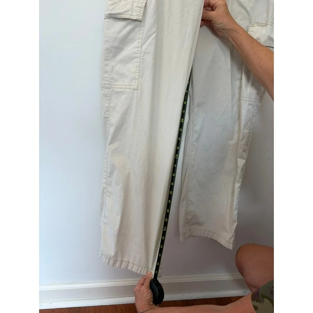 Hollister Adjustable Rise Baggy Cargo Pants Cream Off White Mens XL Wide Leg